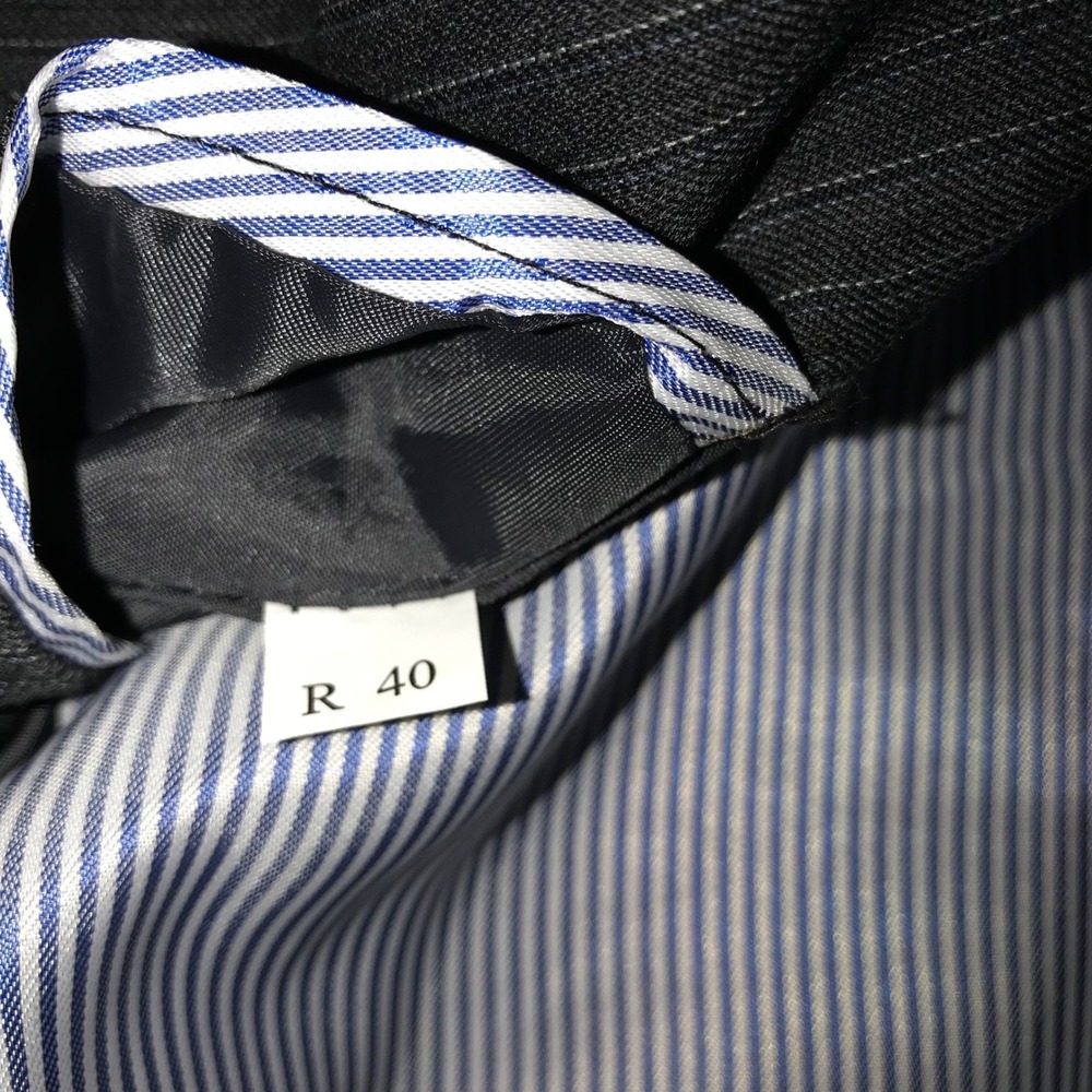 Tommy Hilfiger Mens 100% Wool Pinstripe Suit Charcoal Grey 40R Jacket 34R Pants - Picture 15 of 16